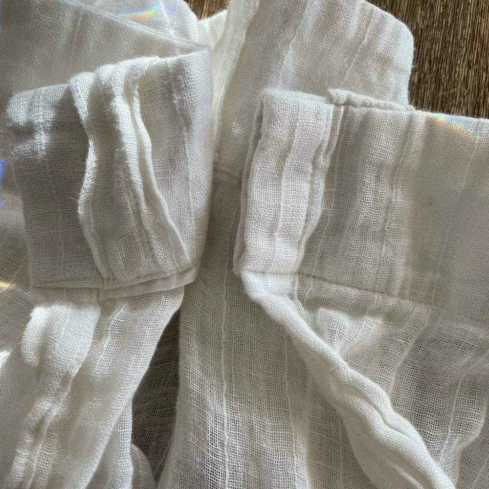 Pottery Barn set of 4 window panels Belgian linen crinkled 47x80” in ivory gauze